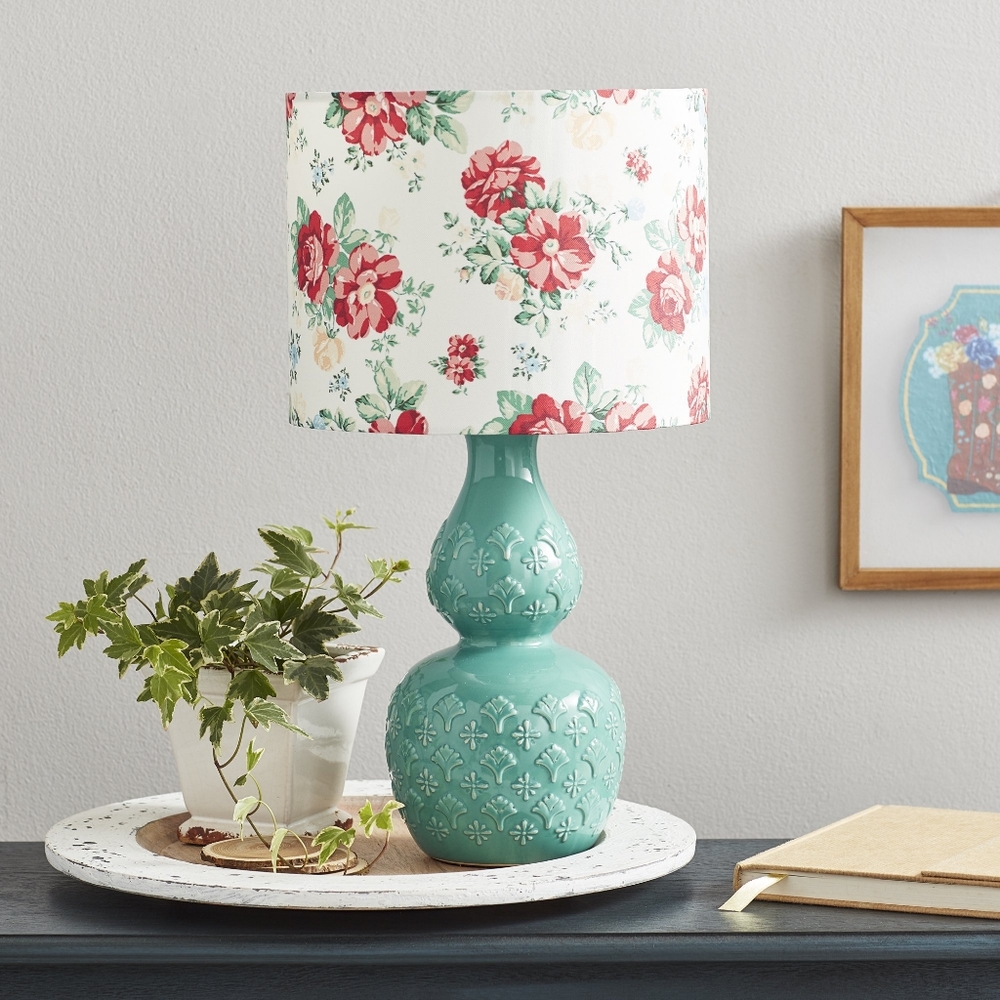 🎄 New Pioneer Woman Vintage Floral/Green Table Lamp